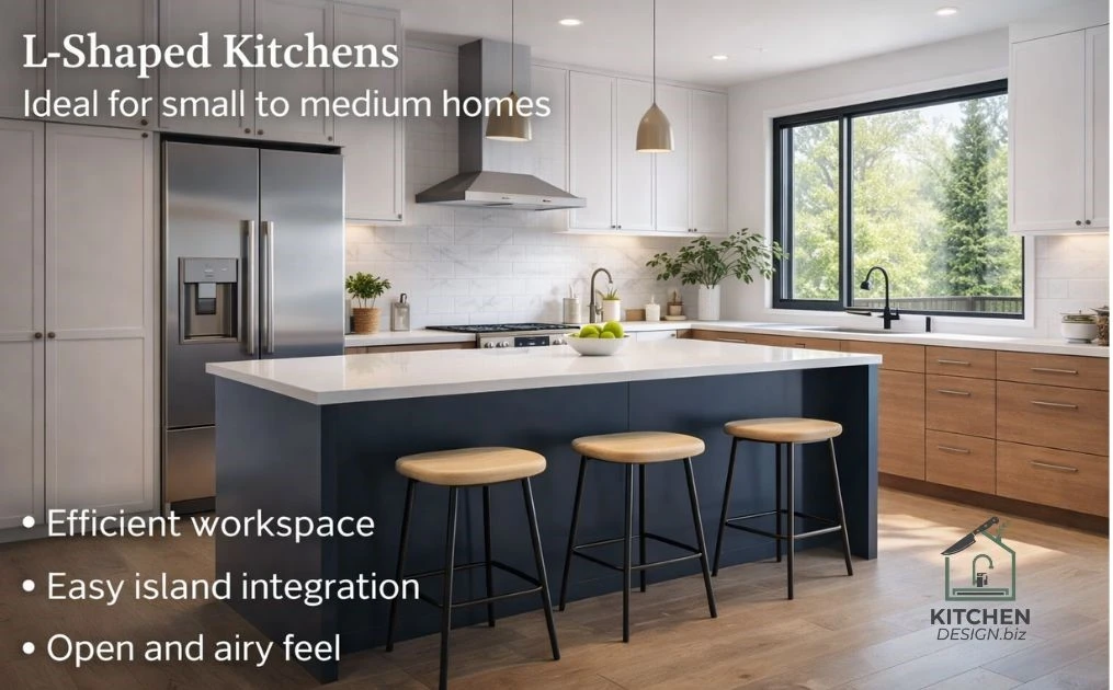 Modern L-shaped kitchen with island