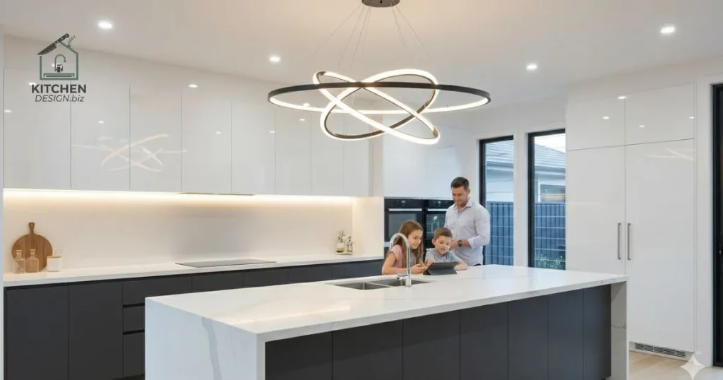 Sleek LED Chandeliers for Contemporary Kitchen Spaces