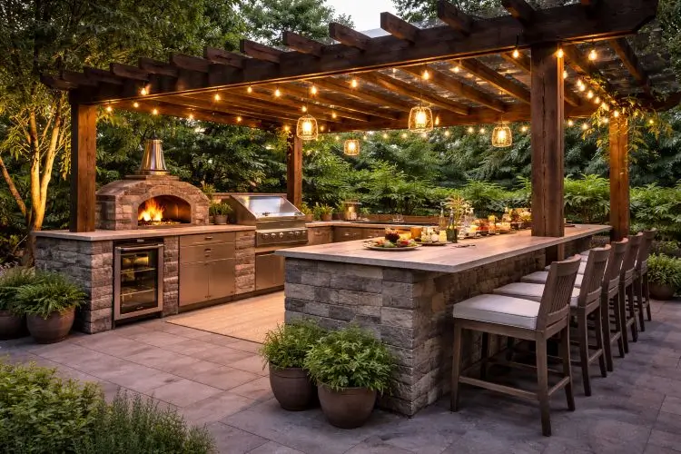 The Pergola with Built-in Grill and Bar Area