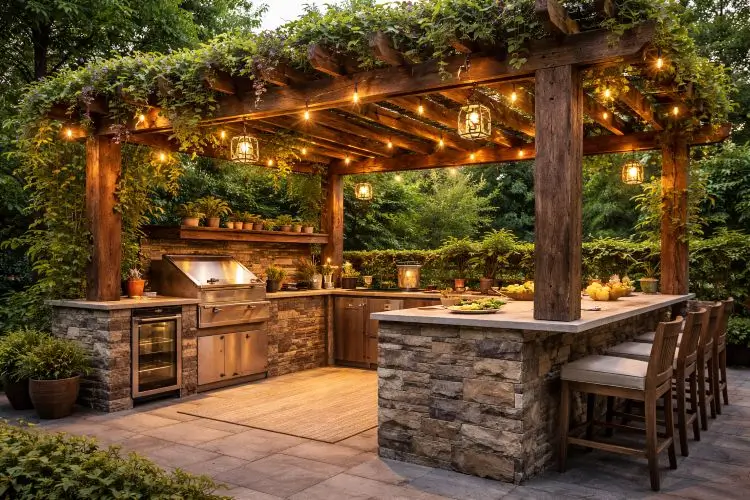 The Rustic Wooden Pergola Kitchen