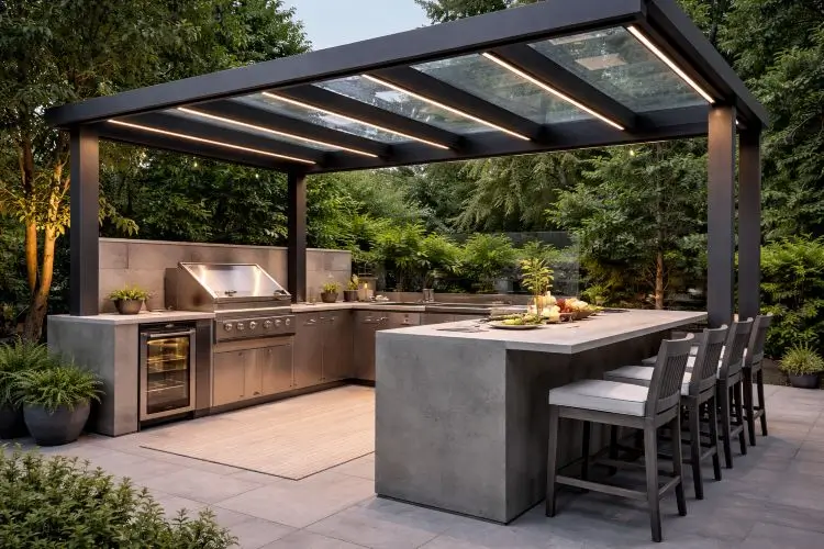 The Sleek Modern Steel Pergola Kitchen